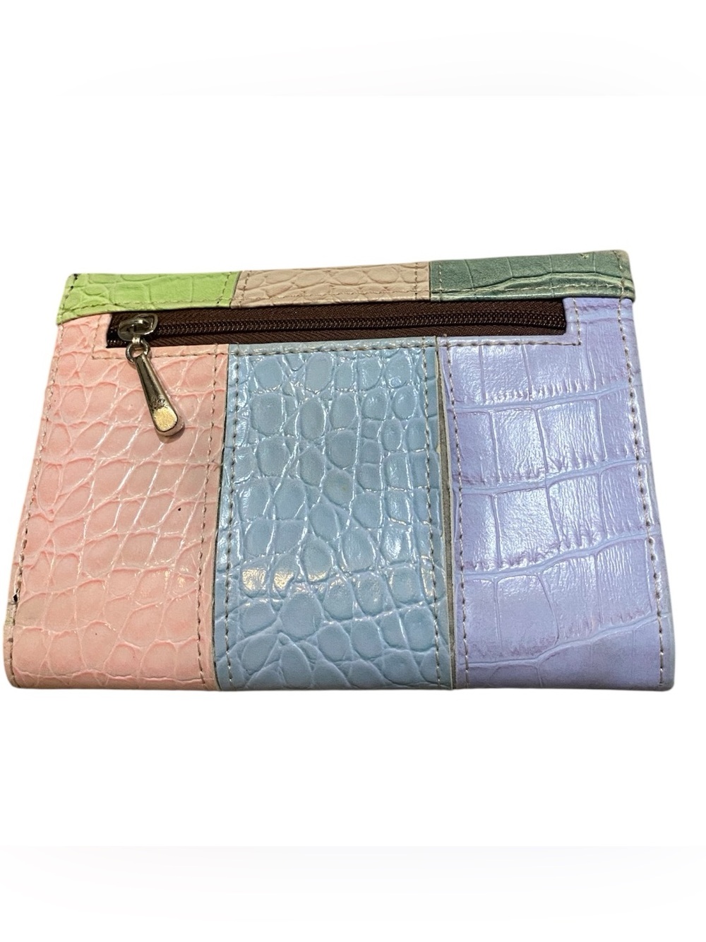 Prada Pastel Croc-Embossed Leather Wallet in Green, Pink, Blue, Lavender, Cream - Picture 2 of 4